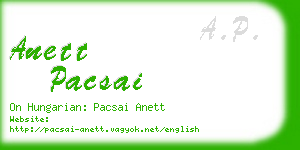 anett pacsai business card
